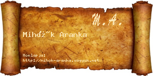 Mihók Aranka névjegykártya